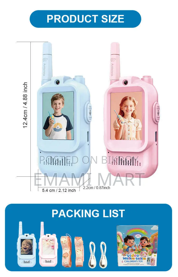Video W.alkie T.alkies for Kids, Handheld 2 Pack Rechargeable Video In