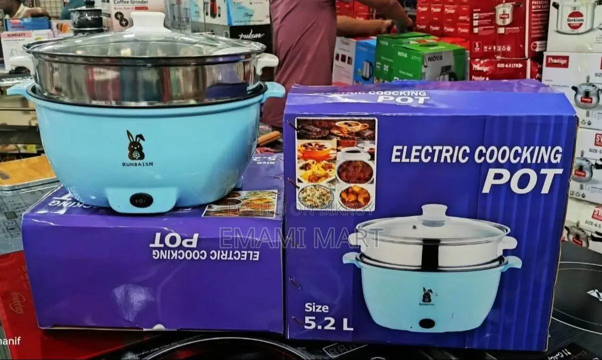 Big Multi Cooker Runbaisen 5.2 L Electric Pot 1200 Watt marbel Cooting