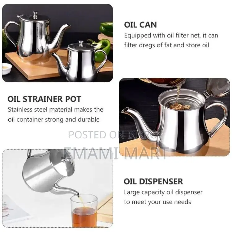 500ml Stainless Steel Oil Tank Large Capacity Oil Bottle Kitchen Oil F