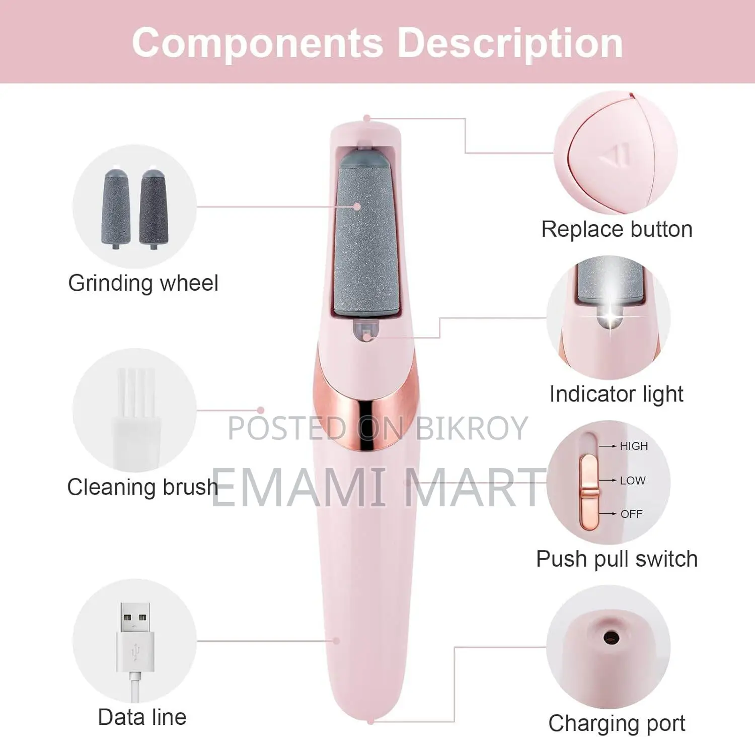 Electric Foot File, USB Rechargeable Feet Callus Remover with 2 Speed 