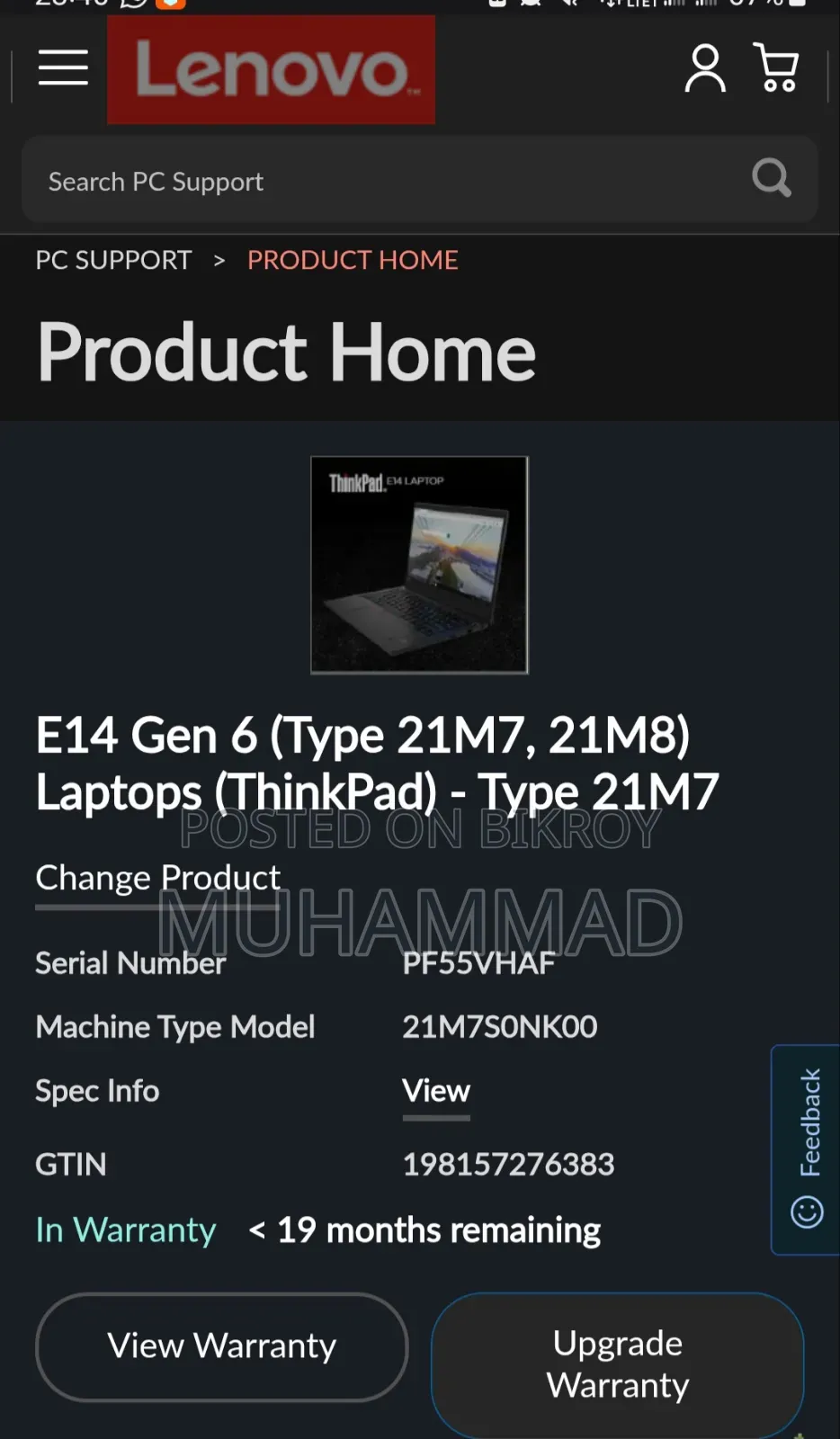 Laptop Lenovo ThinkPad E14 Gen 6 8GB Intel Core i5 SSD 512GB