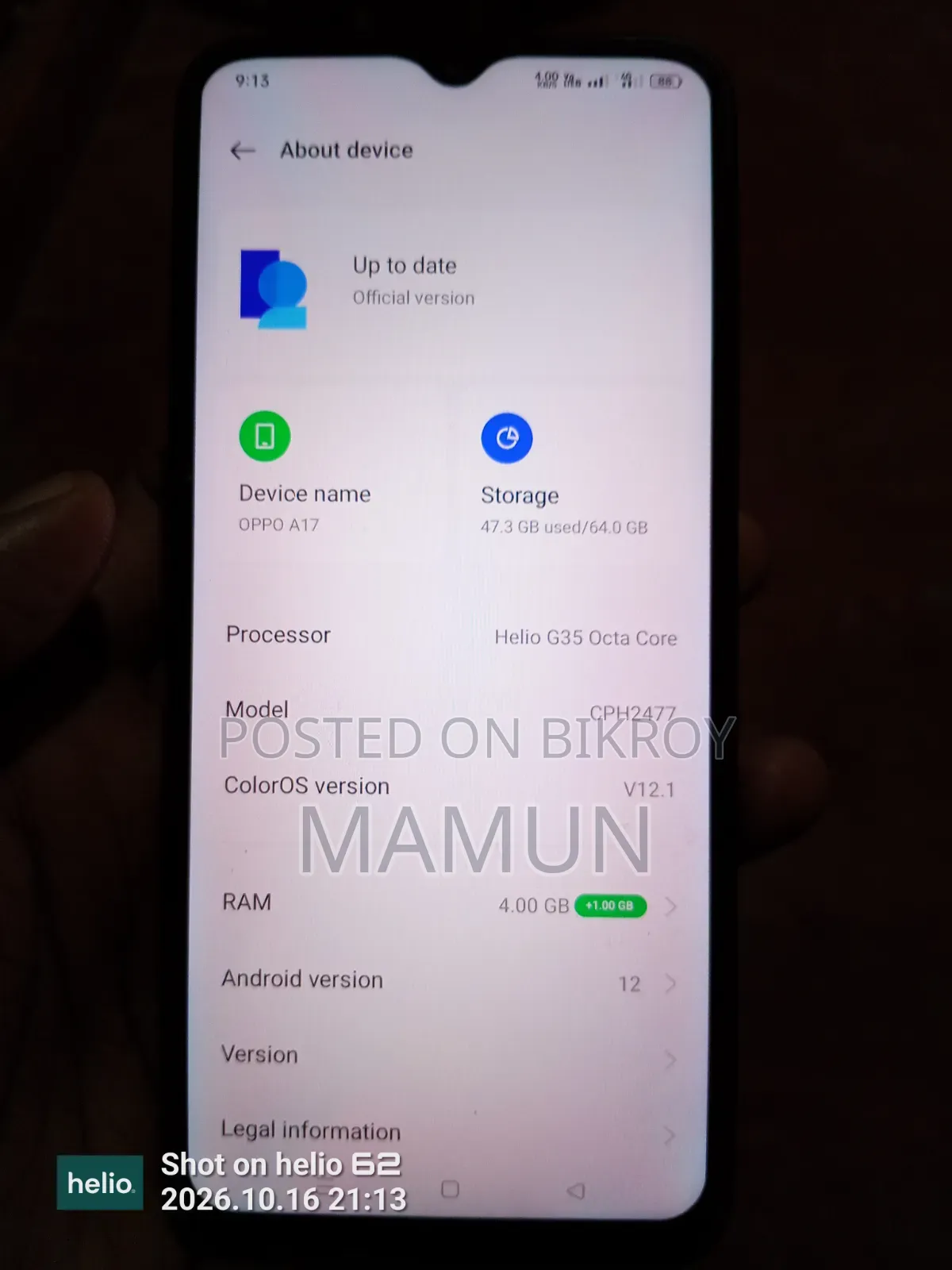 Oppo A17 64 GB Blue