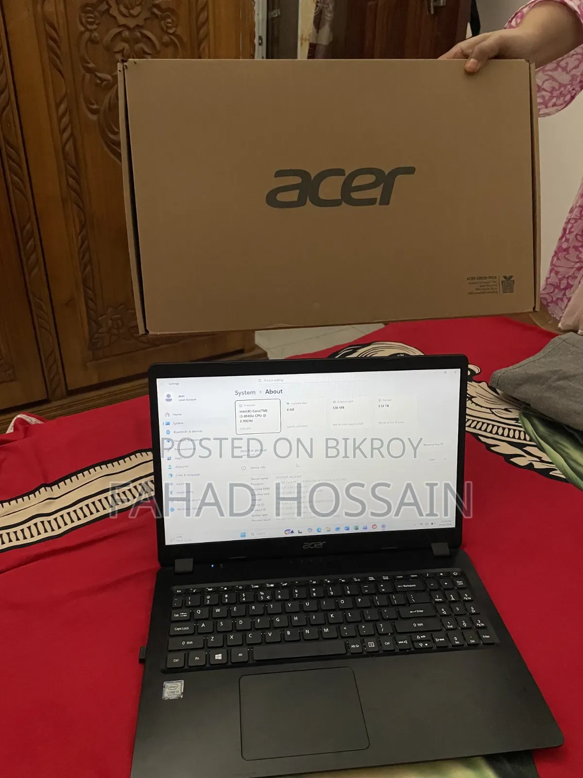 ল্যাপটপ এসার এস্পায়ার ৩ ৪জিবি ইন্টেল কোর আই৩ এসএসডি ২৫৬জিবি