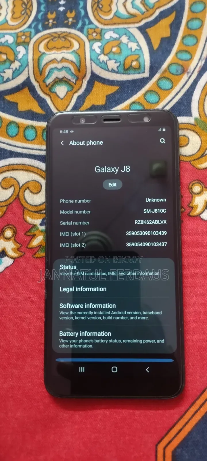 স্যামসাং গ্যালাক্সি জে৮ ৬৪ জিবি কালো