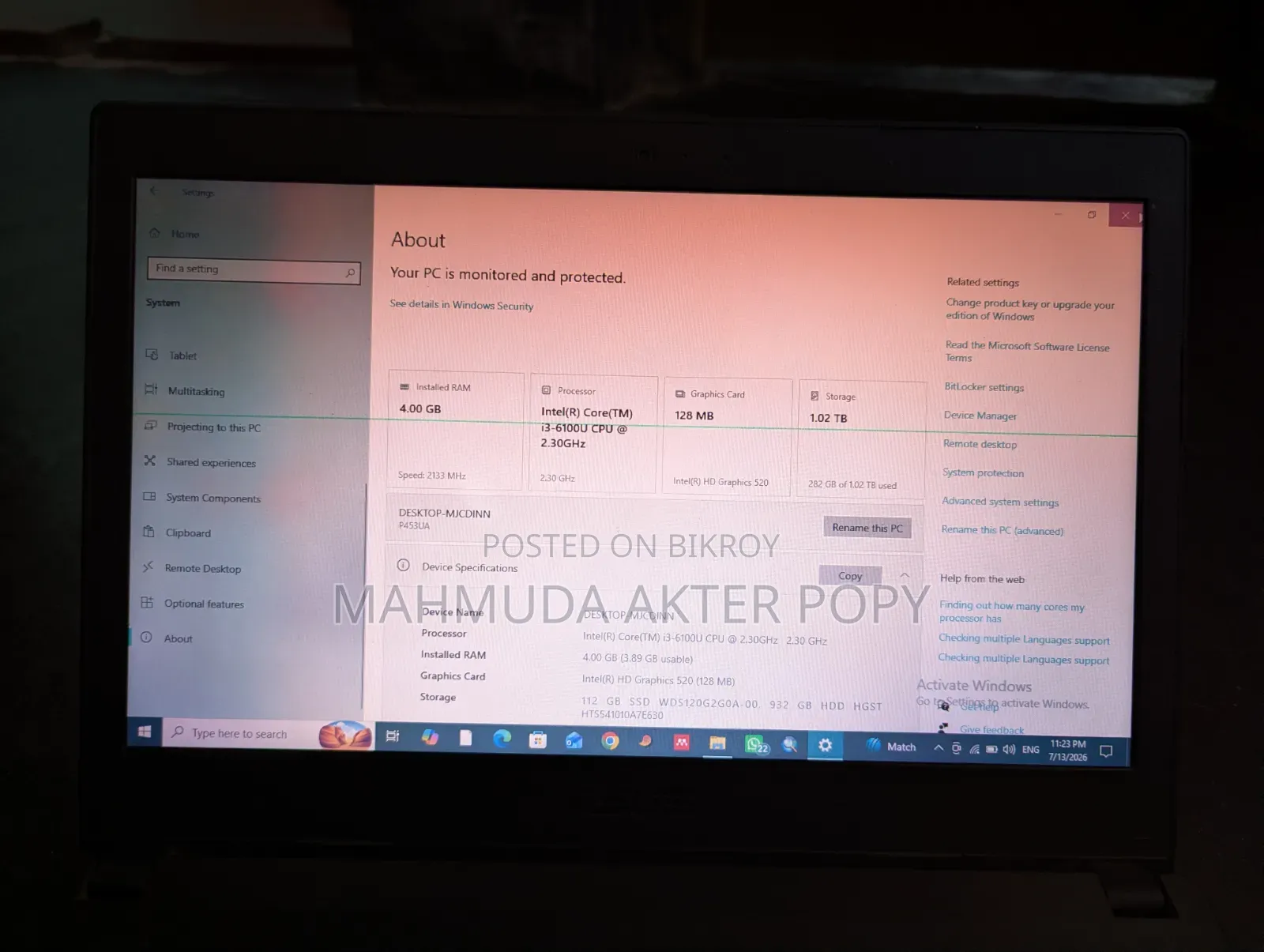 Laptop Asus P2430UA 4GB Intel Core i3 SSD 1T