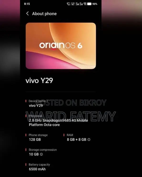 Vivo V29 5G 256 GB Black