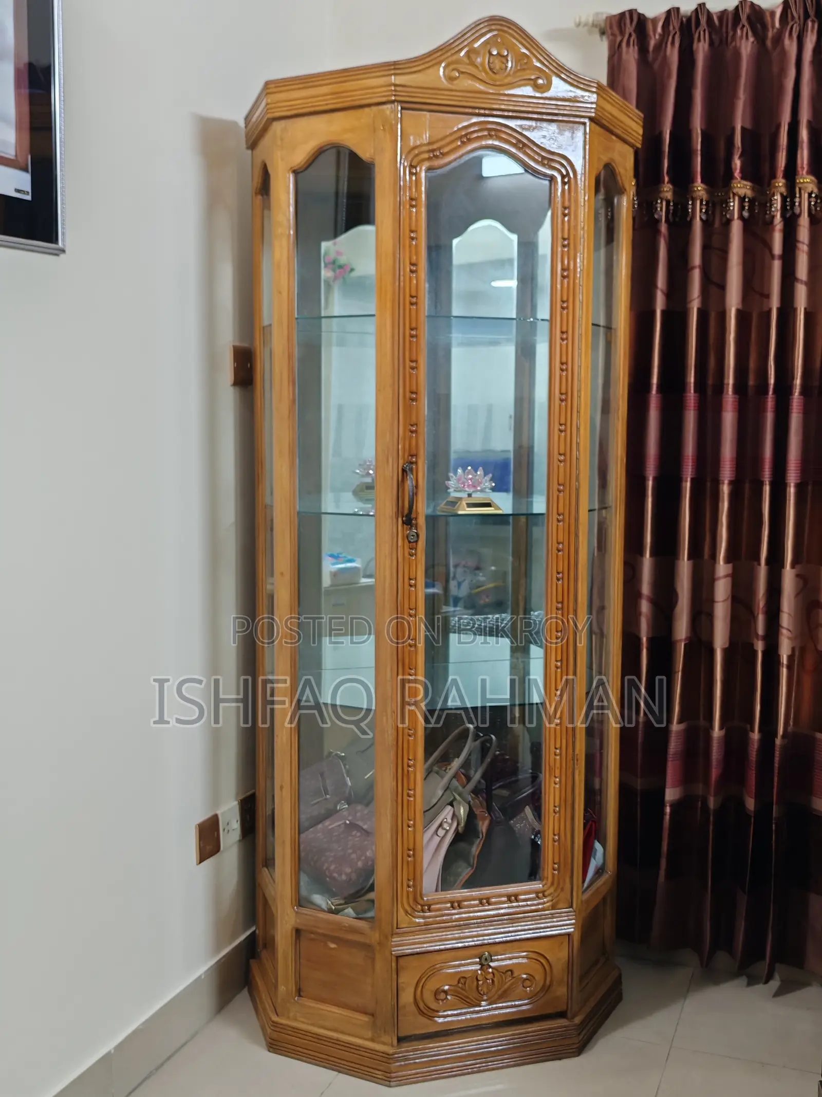Teak Wood Showcase | Premium Segun Wood Showcase | Glass Cabinet