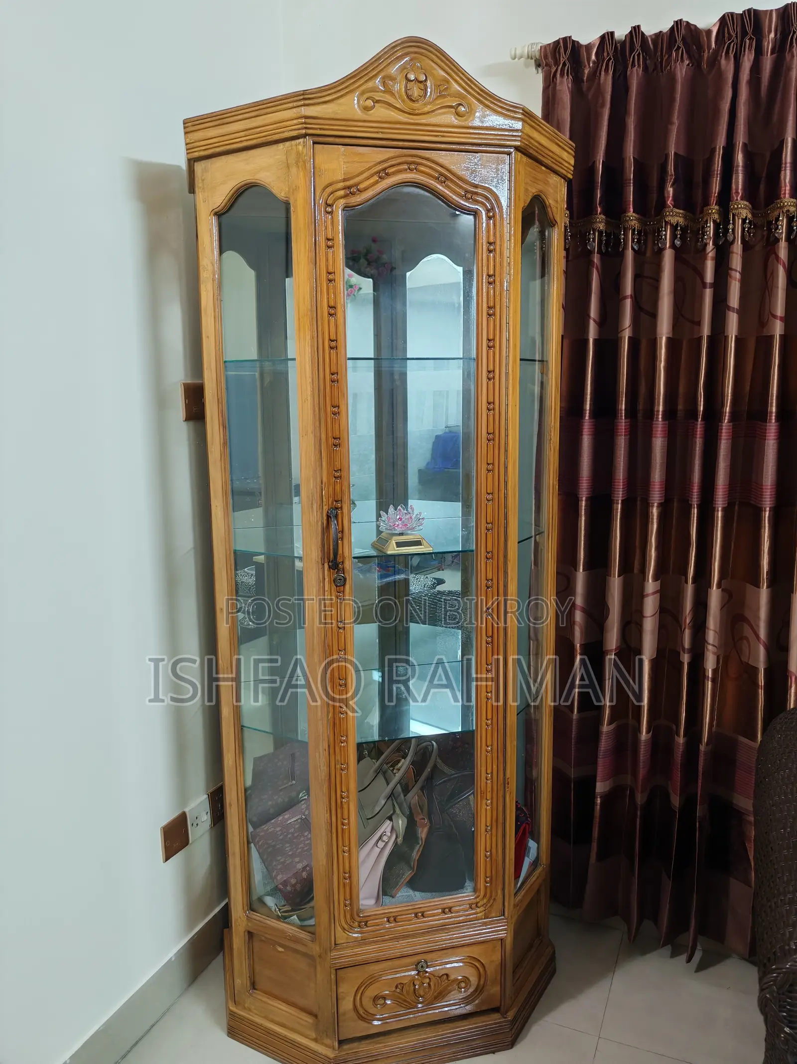Teak Wood Showcase | Premium Segun Wood Showcase | Glass Cabinet