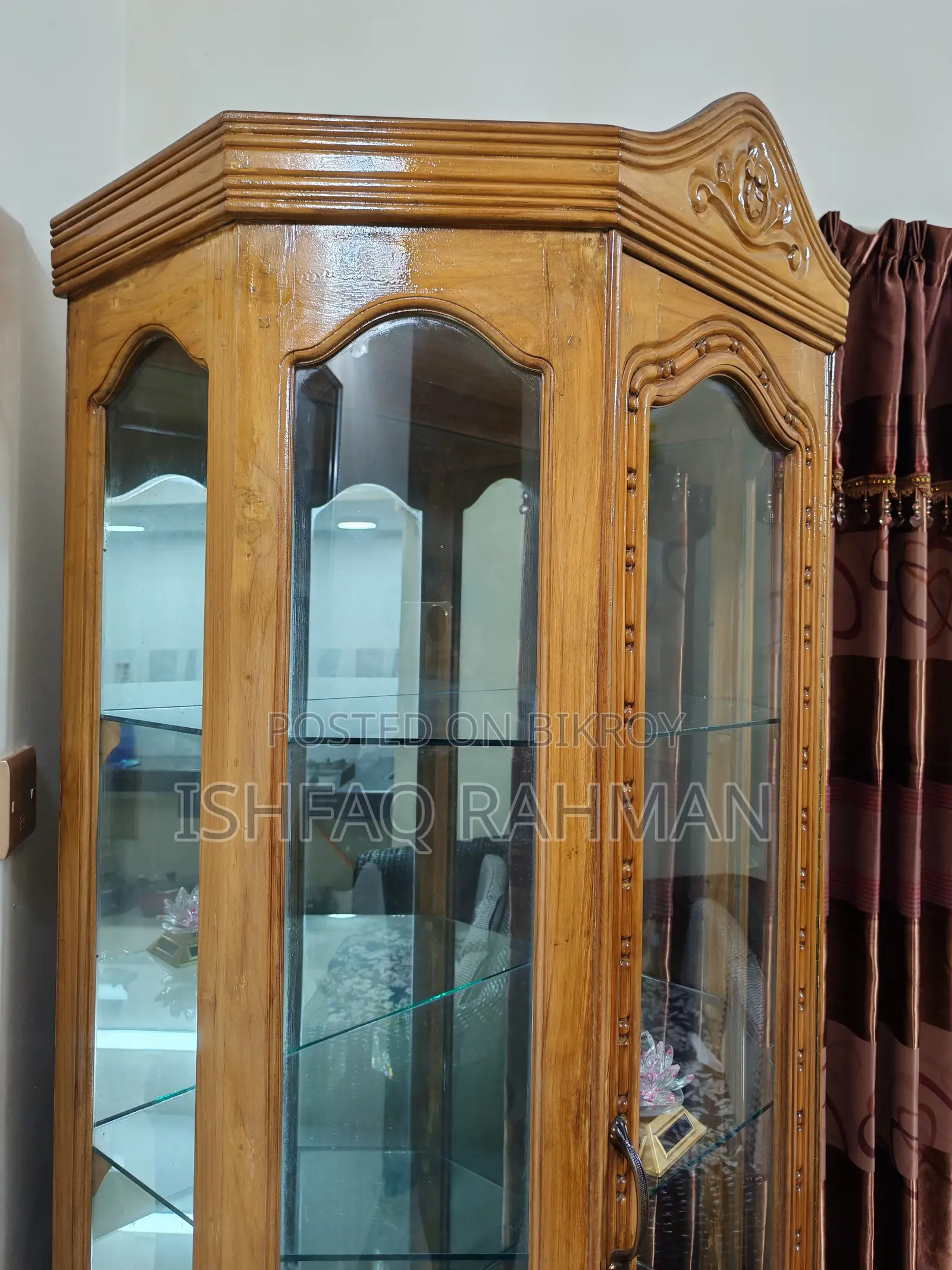 Teak Wood Showcase | Premium Segun Wood Showcase | Glass Cabinet