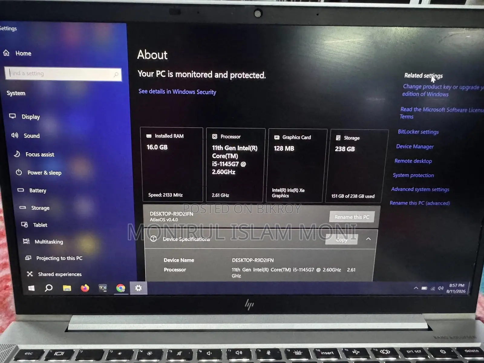 Laptop HP EliteBook 840 G8 16GB Intel Core i5 SSD 256GB