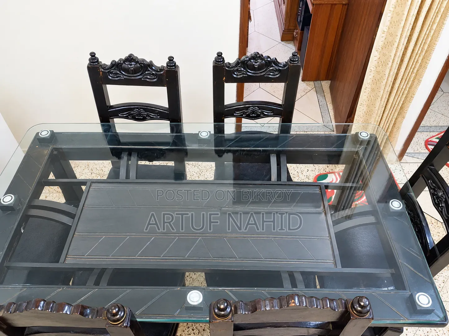 Sturdy Wooden Dining Table with 6 Chairs for Sale