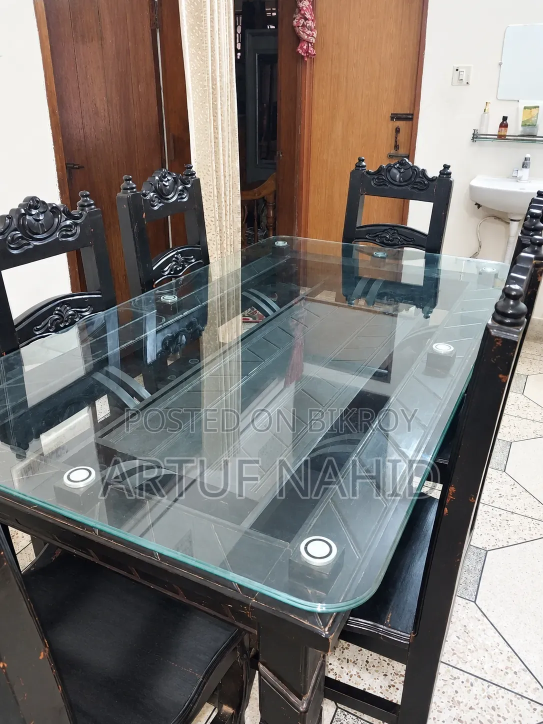 Sturdy Wooden Dining Table with 6 Chairs for Sale