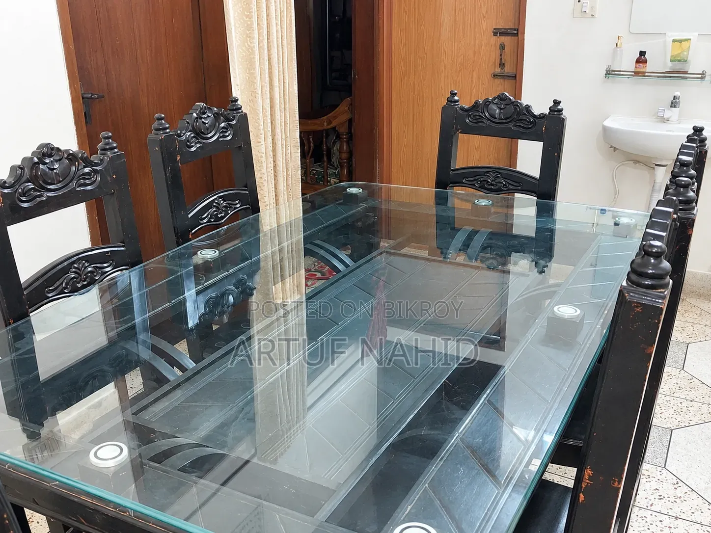 Sturdy Wooden Dining Table with 6 Chairs for Sale