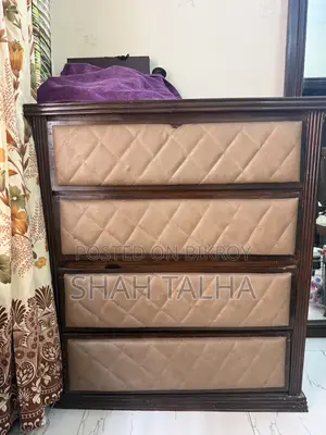 Wooden 4-Drawer Wardrobe – Tetul Bichi Colour, Rexin Design
