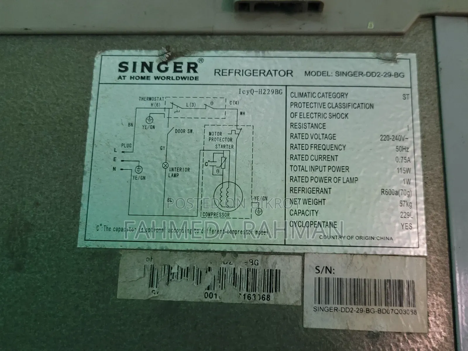Refrigerator for Sale