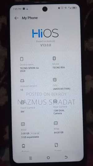 Tecno Spark Go 64 GB Blue
