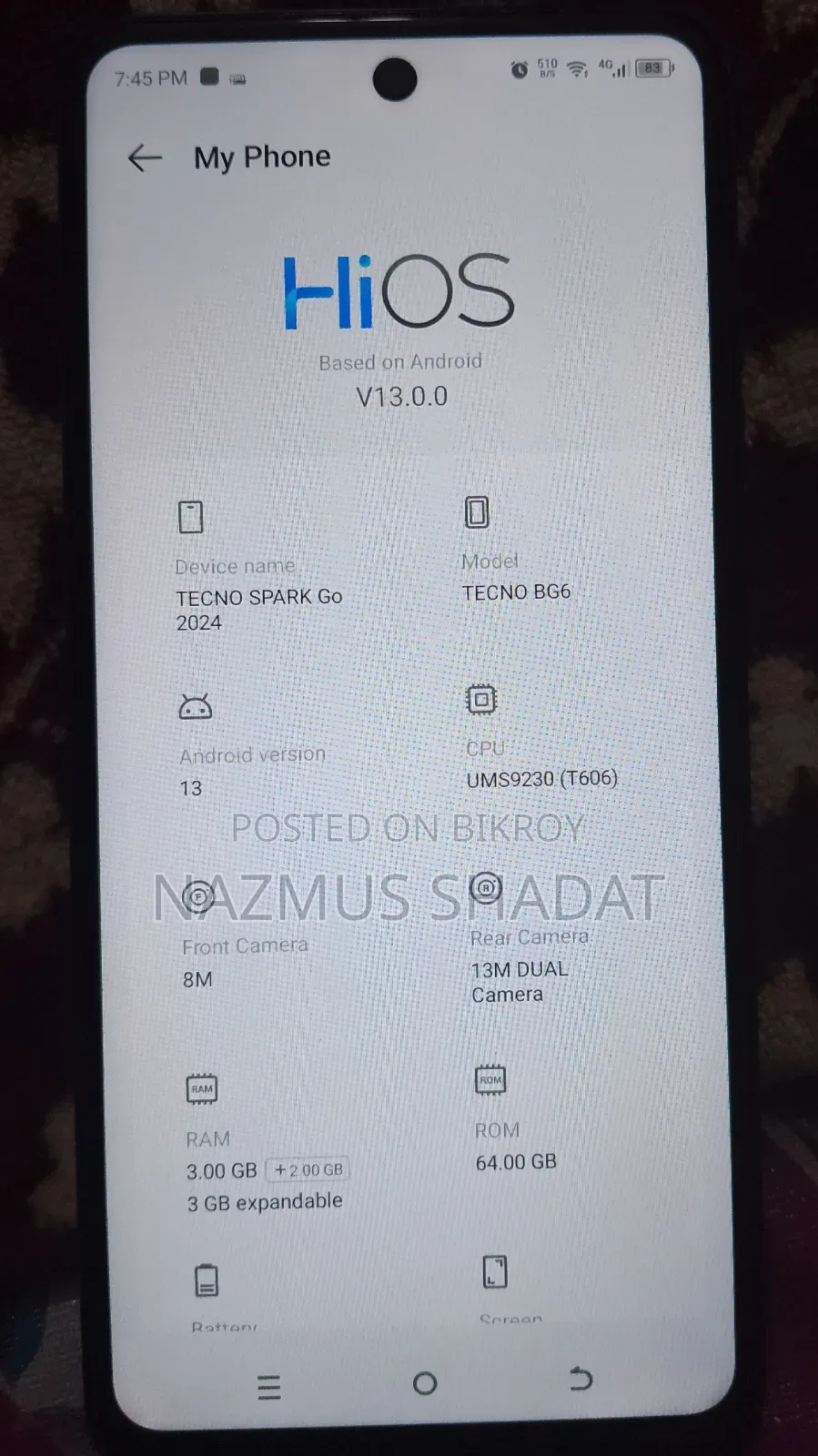 Tecno Spark Go 64 GB Blue