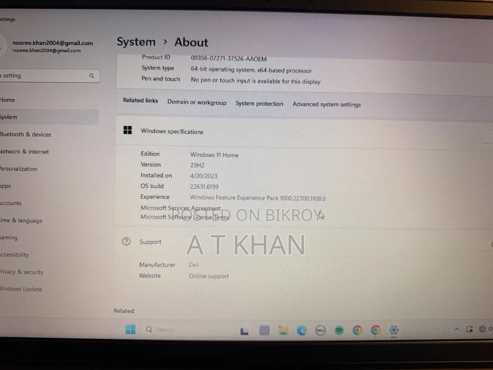 Laptop Dell Inspiron 15 3000 4GB Intel Pentium SSD 128GB
