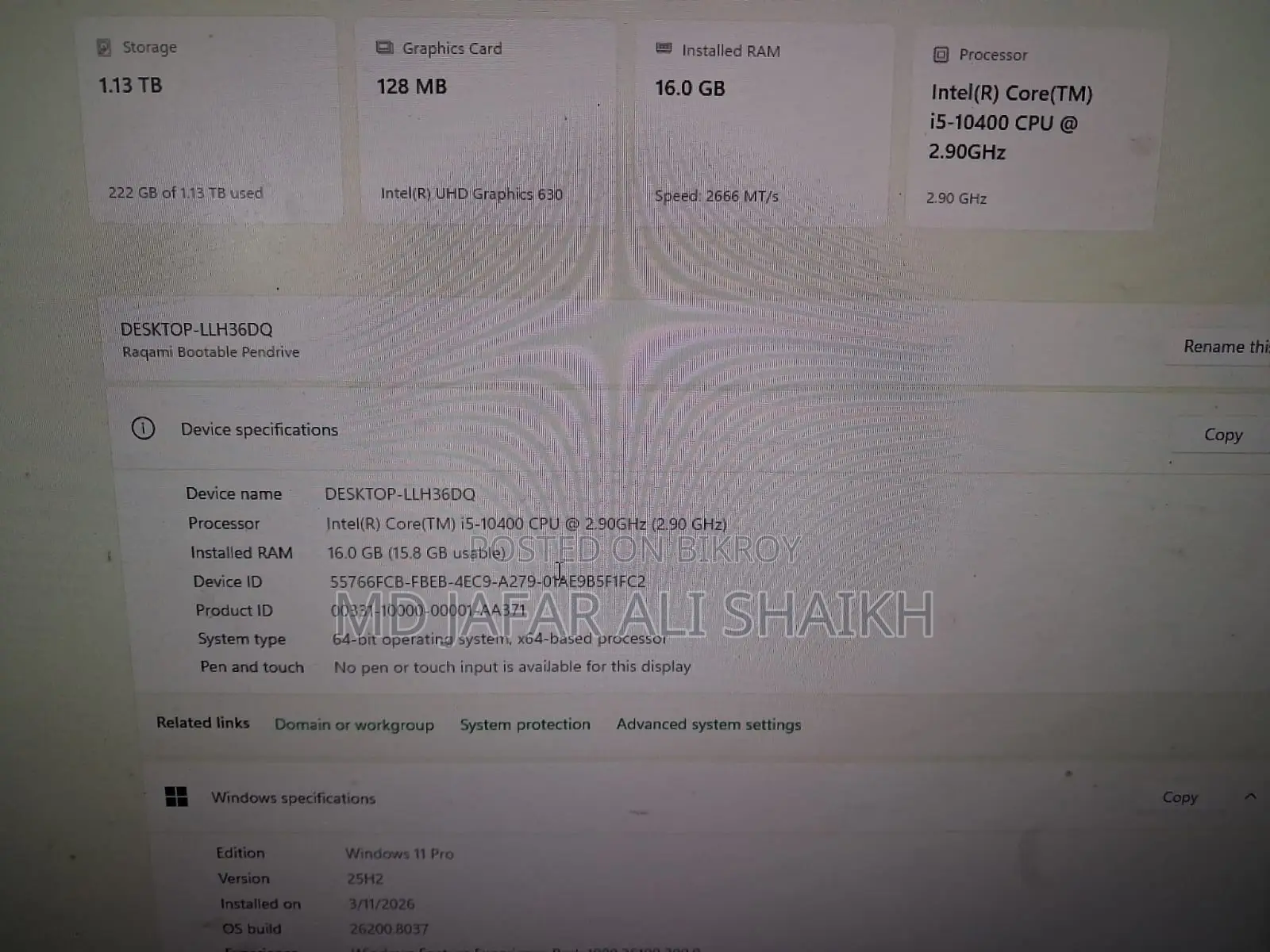 ডেস্কটপ কম্পিউটার Asus 16GB Intel Core i5 SSD 1T