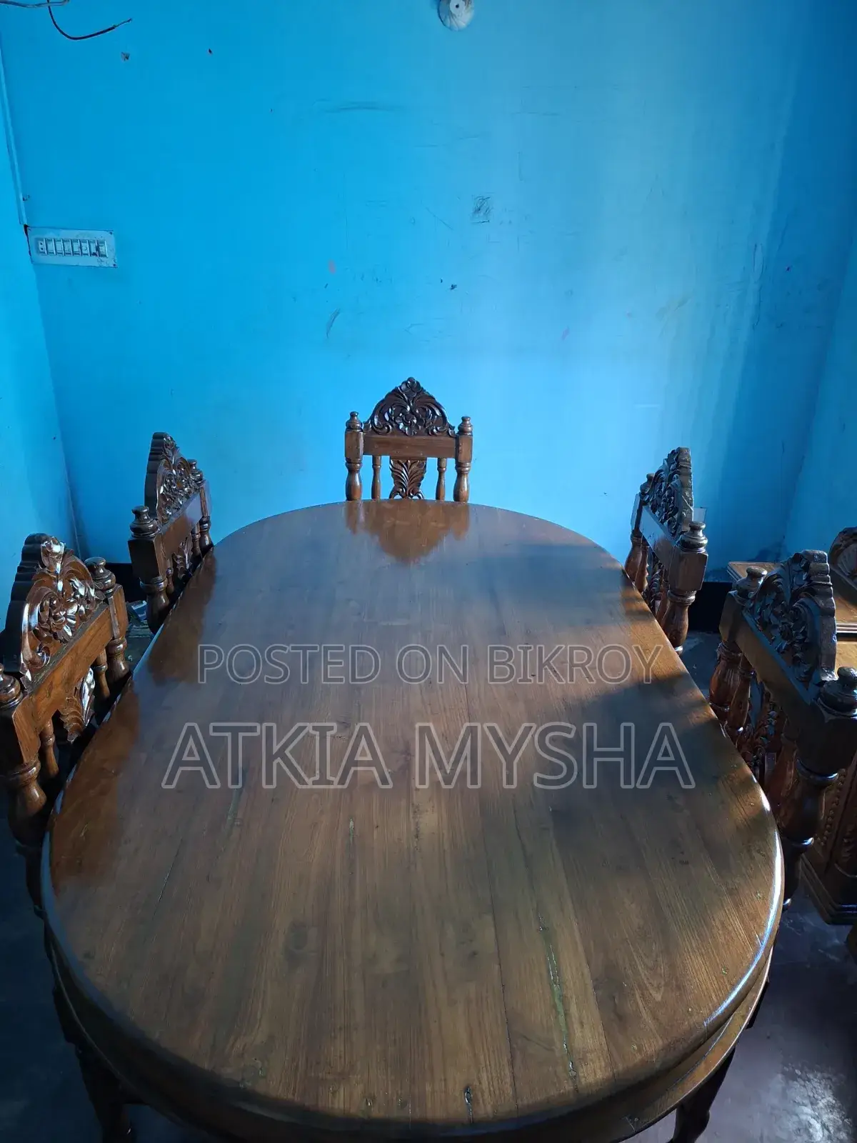 Large Teak Wood Dining Set for Sale