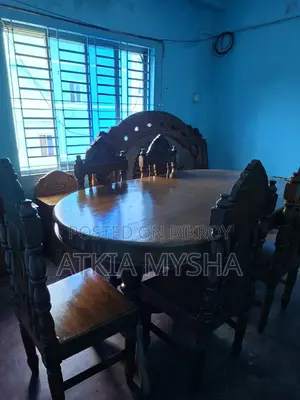 Large Teak Wood Dining Set for Sale