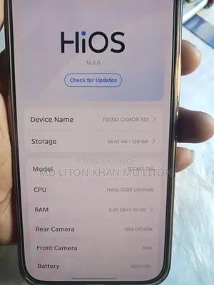 New Tecno Camon 50 256 GB Blue