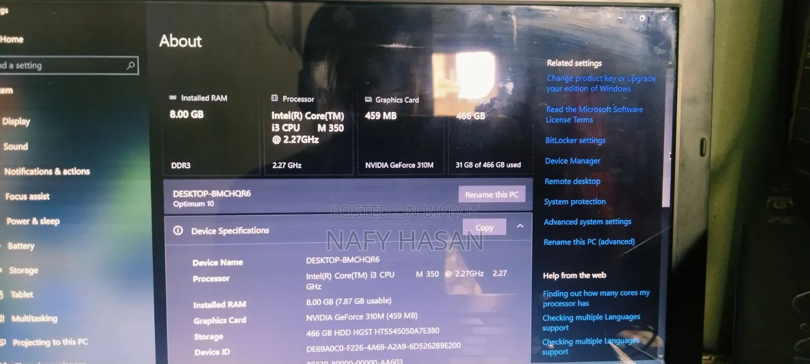 Laptop Sony 8GB Intel Core i3 HDD 1T