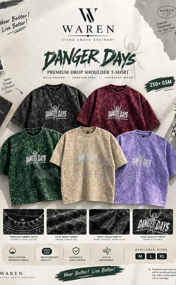 Acid Wash Drop Shoulder T-Shirt