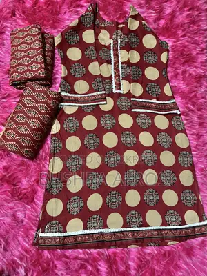 Maroon Cotton 3 Piece - Ajrakh Lace Work - Unused