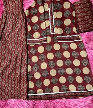 Maroon Cotton 3 Piece - Ajrakh Lace Work - Unused