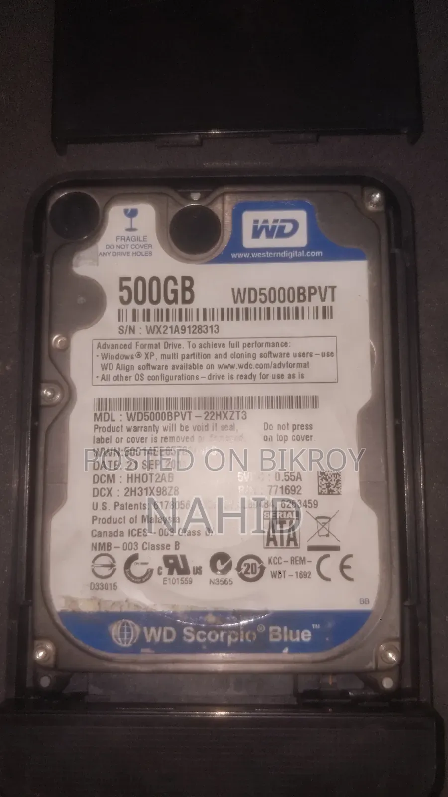 500gb Laptop HDD With Hard Drive Enclosure
