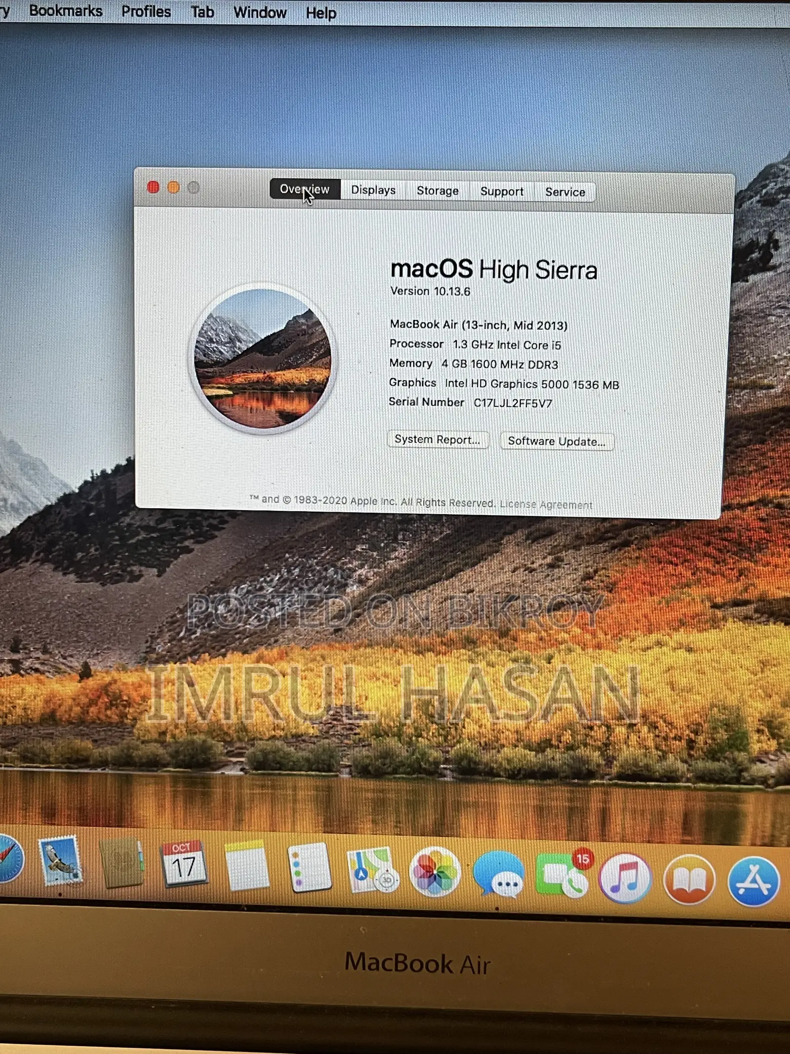 Laptop Apple MacBook 2013 4GB RAM Intel Core i5 SSD 128GB