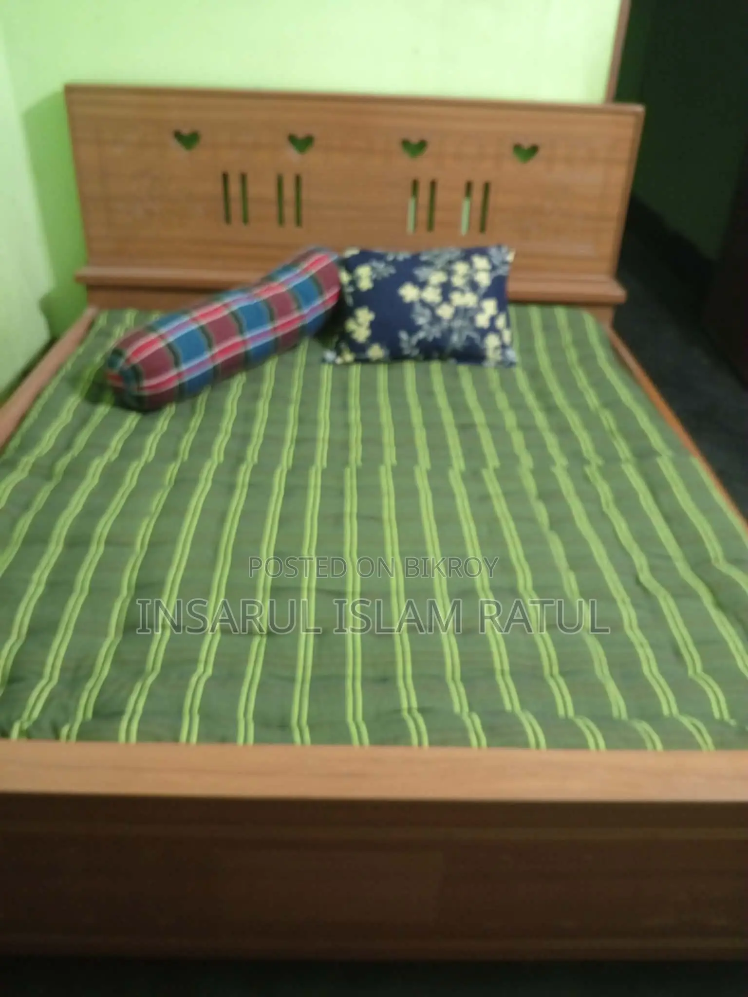 Bed With Mattress and Pillows Bolster