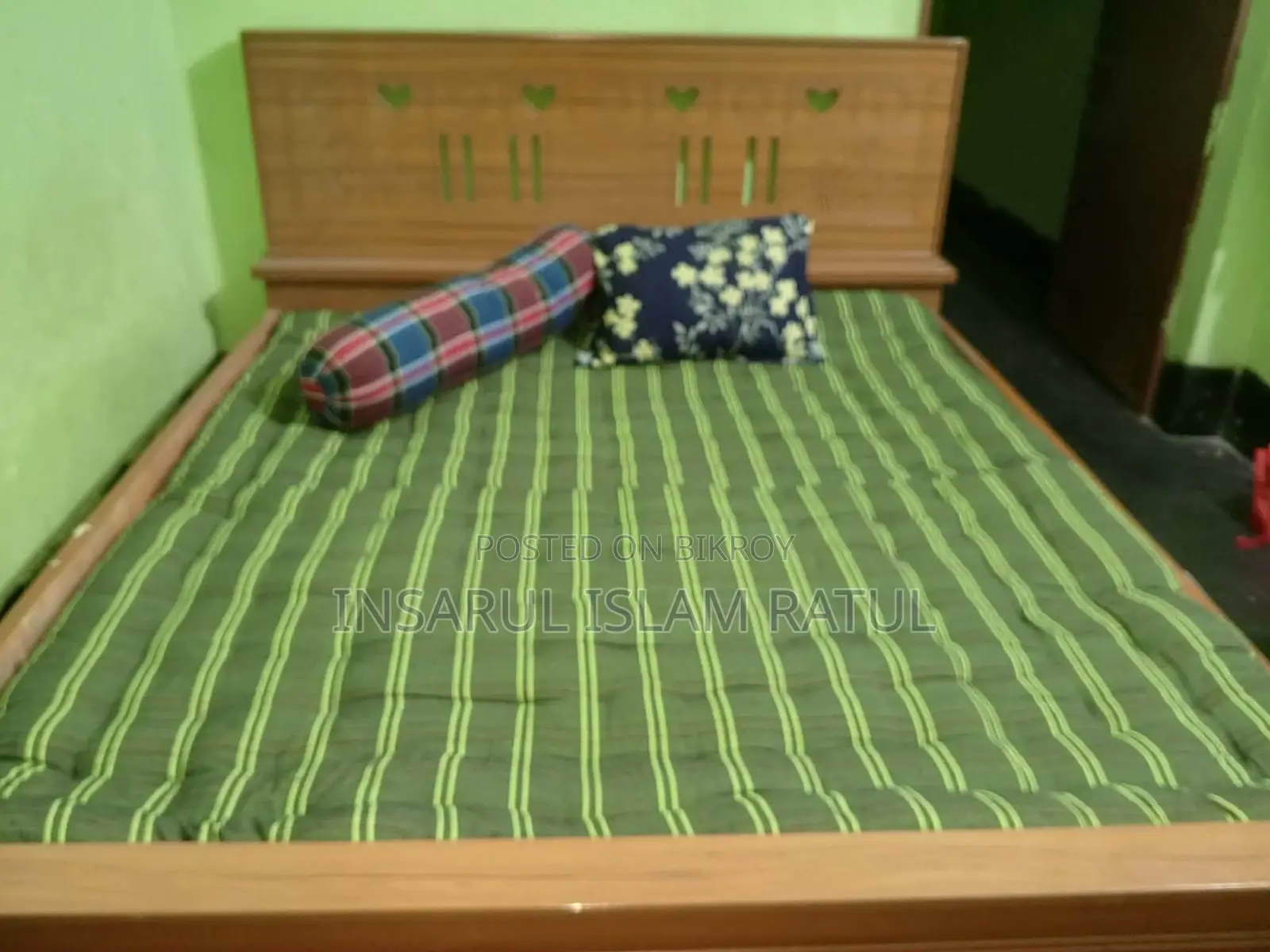 Bed With Mattress and Pillows Bolster