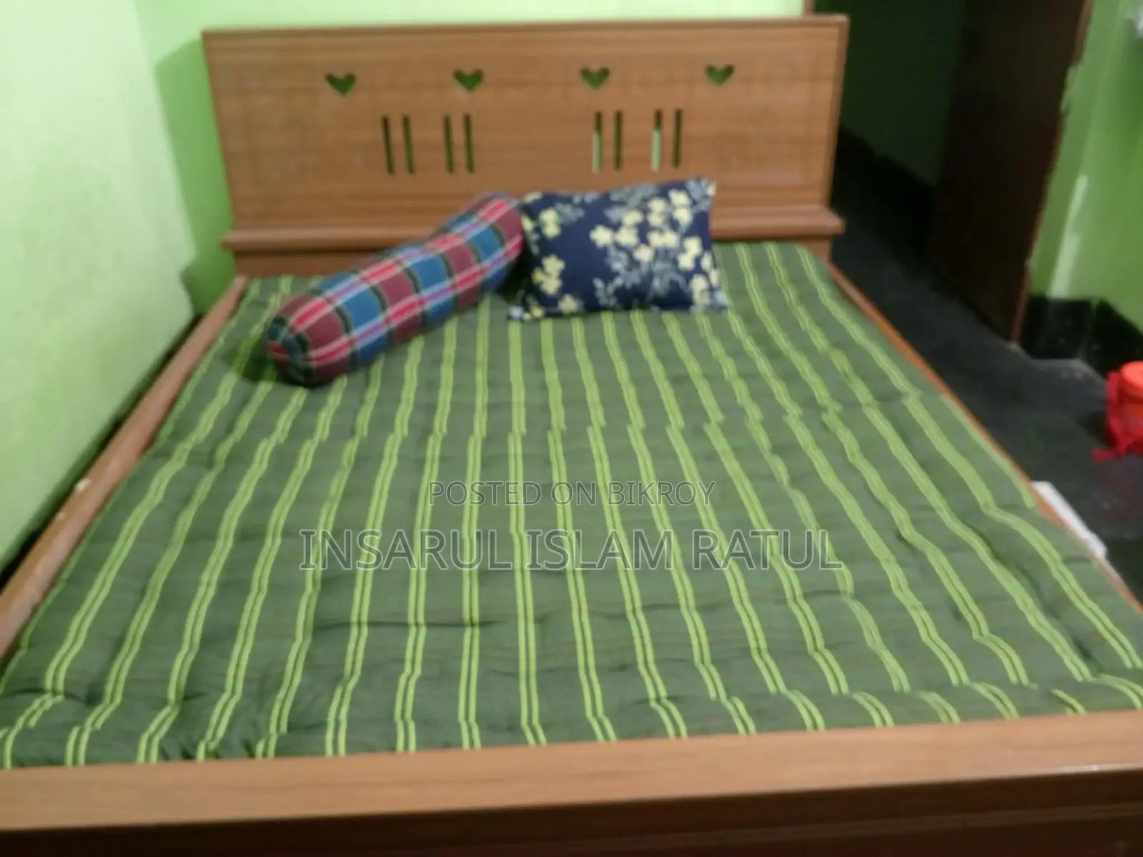 Bed With Mattress and Pillows Bolster