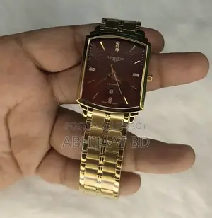 Longines Luxury Golden Square Watch With Red Wine Dial