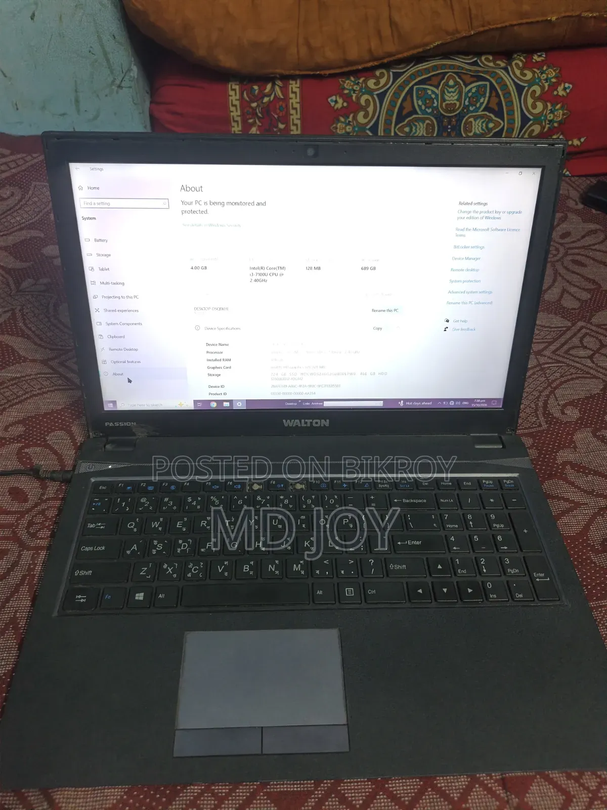 Laptop 4GB Intel Core i3 HDD+SSD 750GB