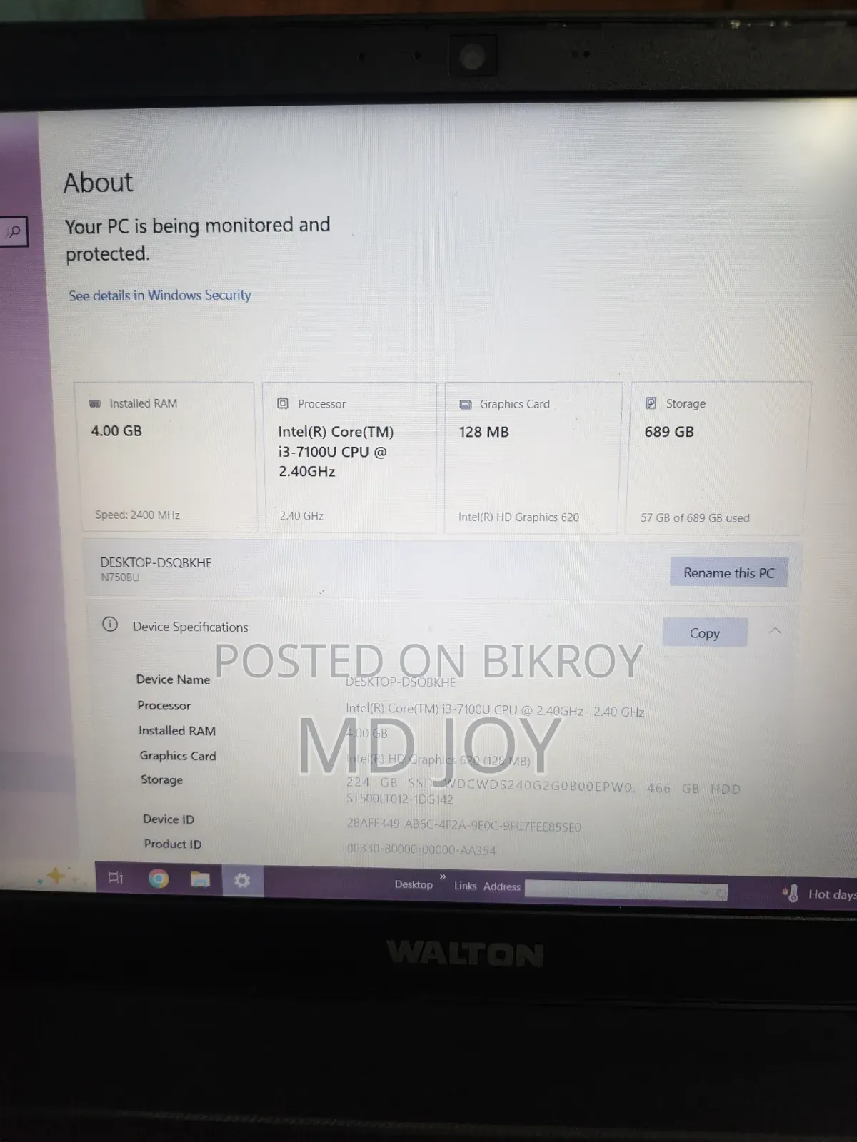 Laptop 4GB Intel Core i3 HDD+SSD 750GB