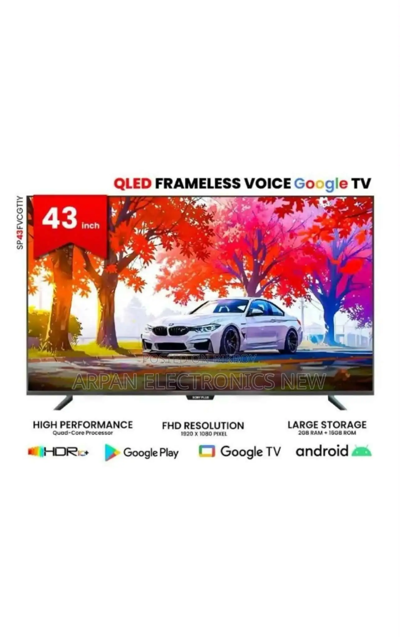 Voice Control TV Sony Plus 43" 4K UHD Android