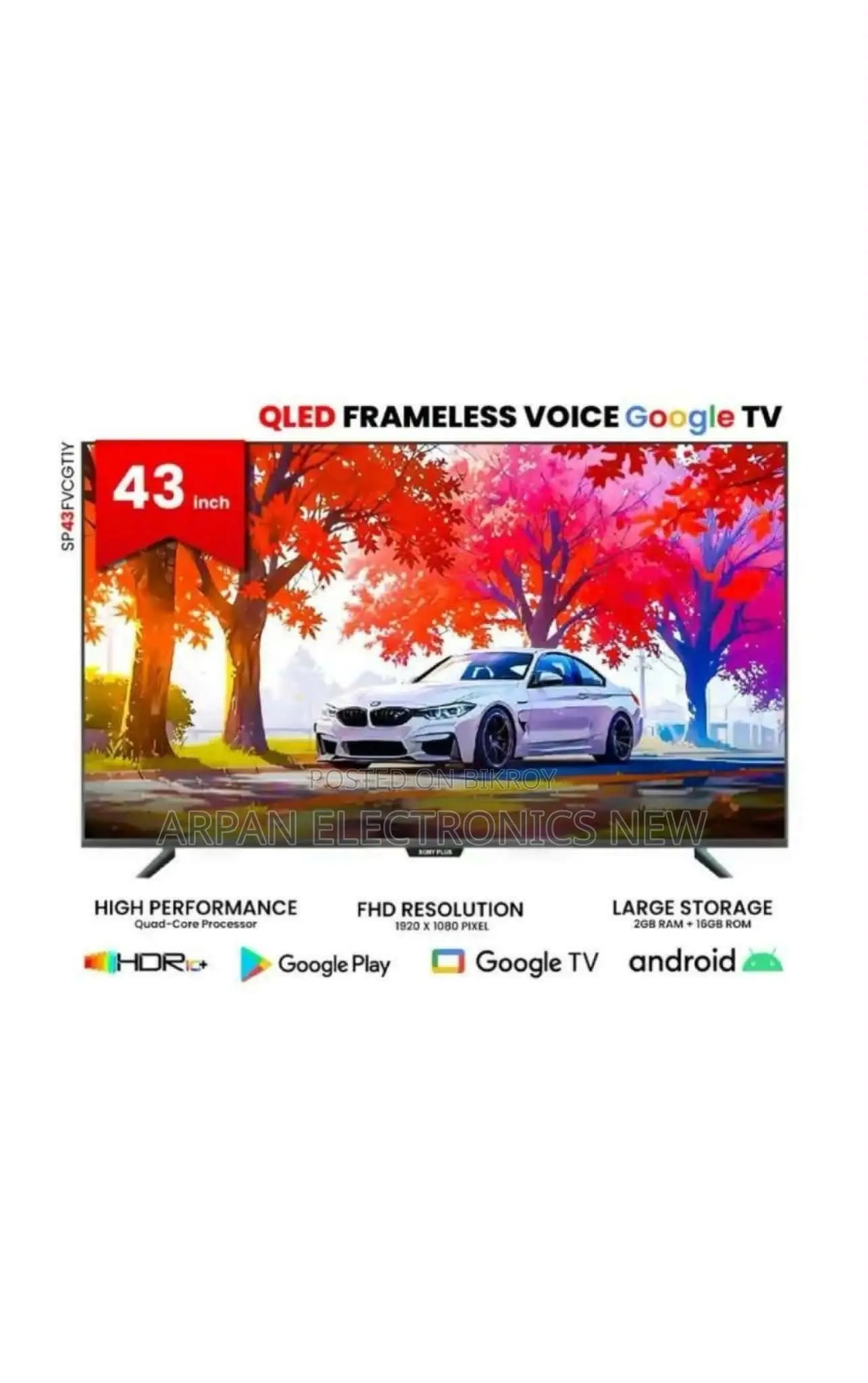 Voice Control TV Sony Plus 43" 4K UHD Android