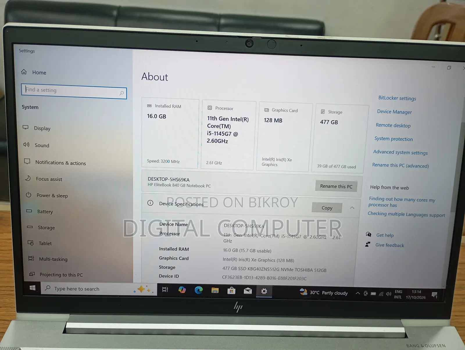 Laptop HP EliteBook 840 G8 16GB Intel Core i5 SSD 512GB