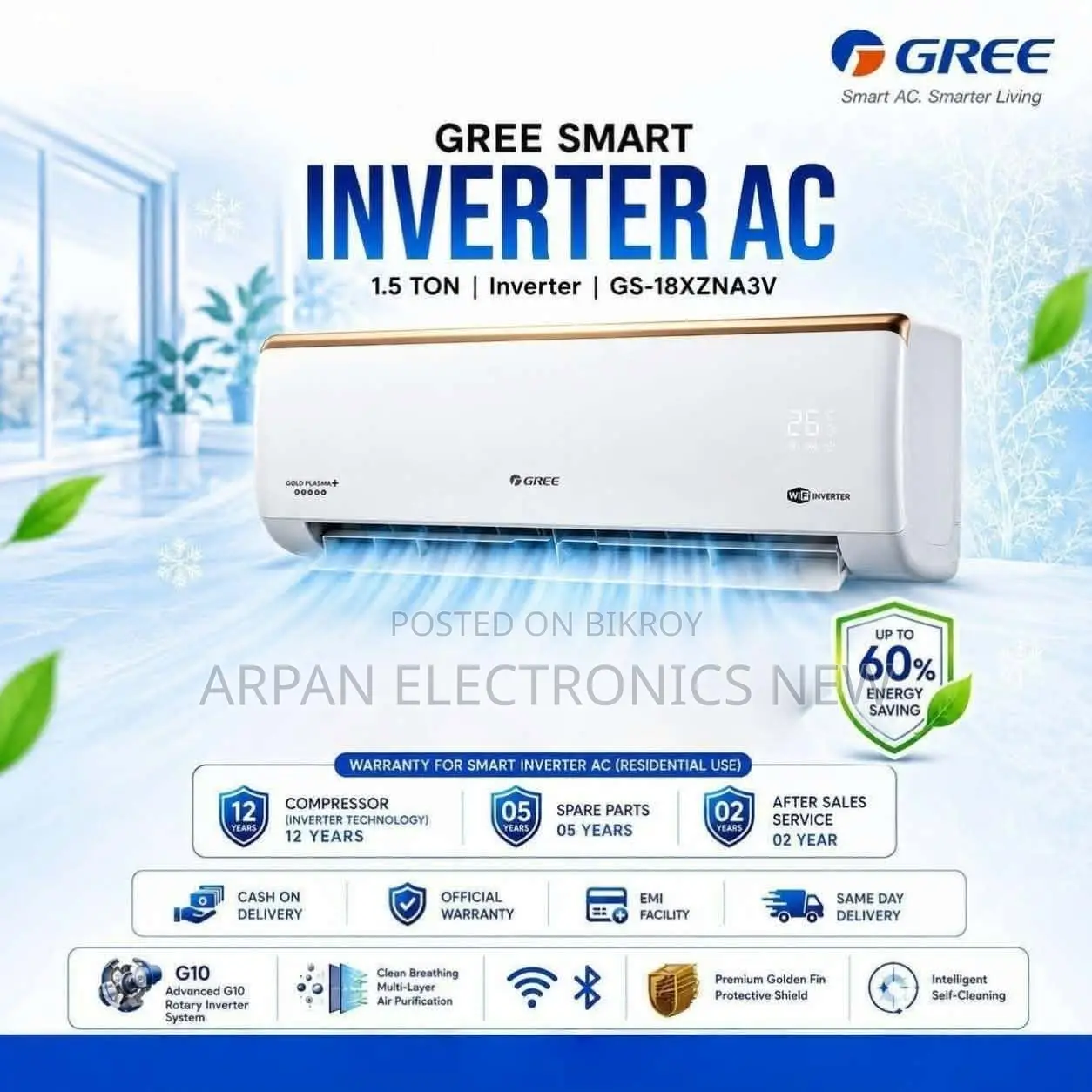 GREE Zeno Inverter 1.5 Ton AC-তে ধামাকা ক্যাশ ডিসকাউন্ট অফার!