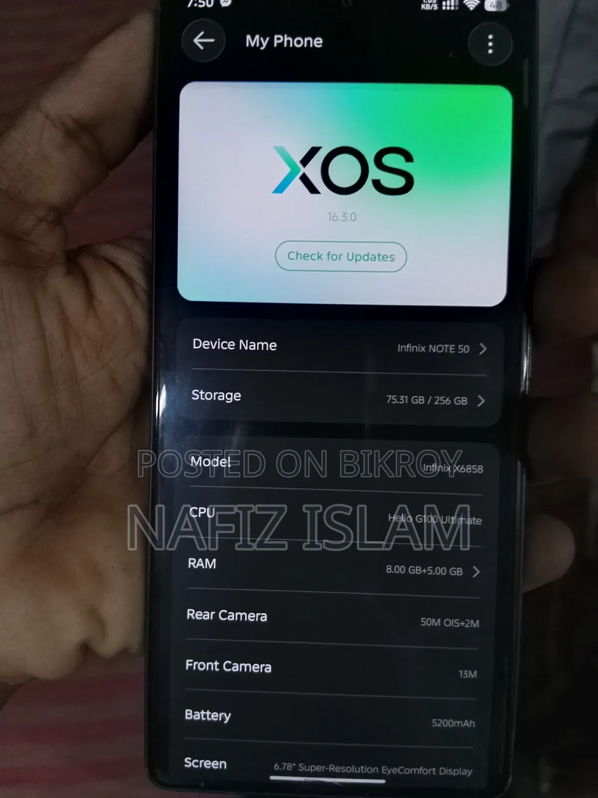 Infinix Note 50 4G 256 GB Black