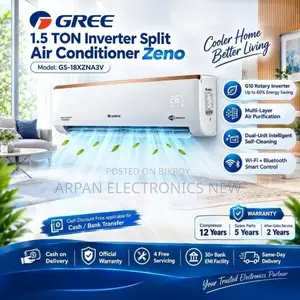 Gree 1.5 TON Inverter AC 18000 BTU Cooling Capacity.