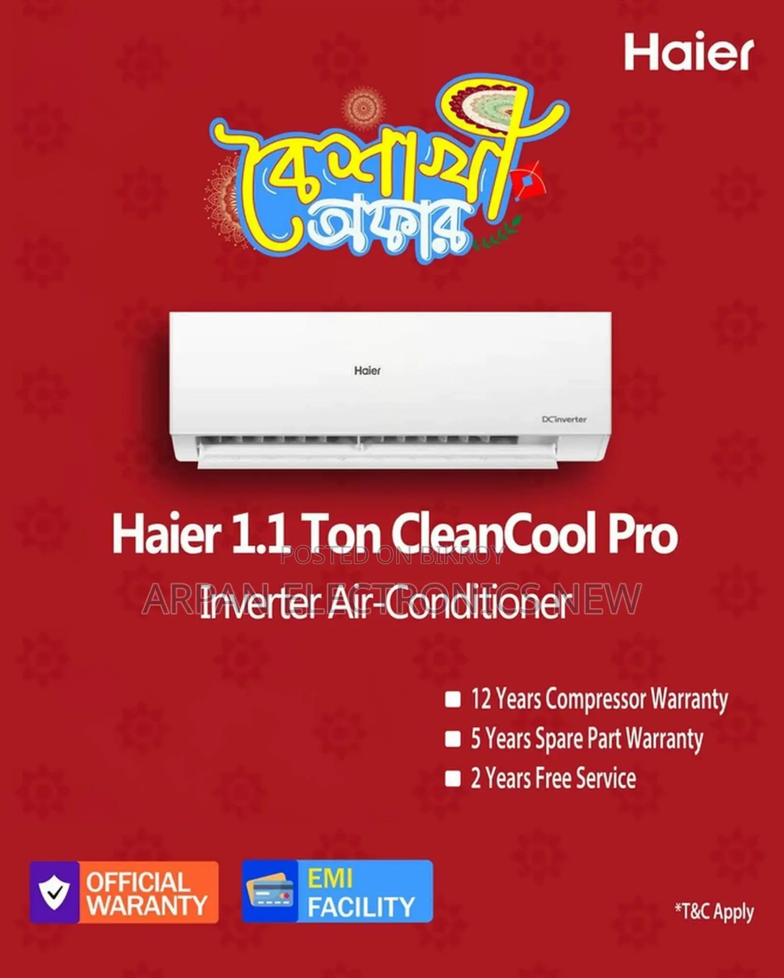 Haier HSU-13CleanCool (INV) (Pro) 1.1 Ton (Inverter) Air Conditioner