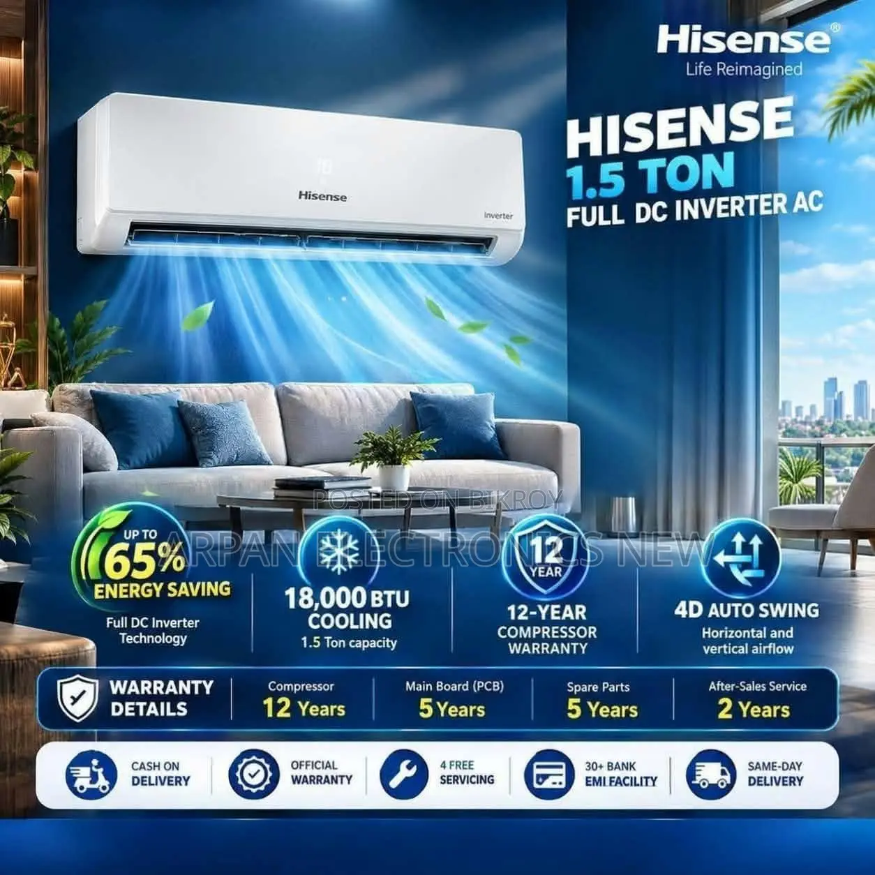 Hisense 1.5 Ton Smart Compact Inverter AC