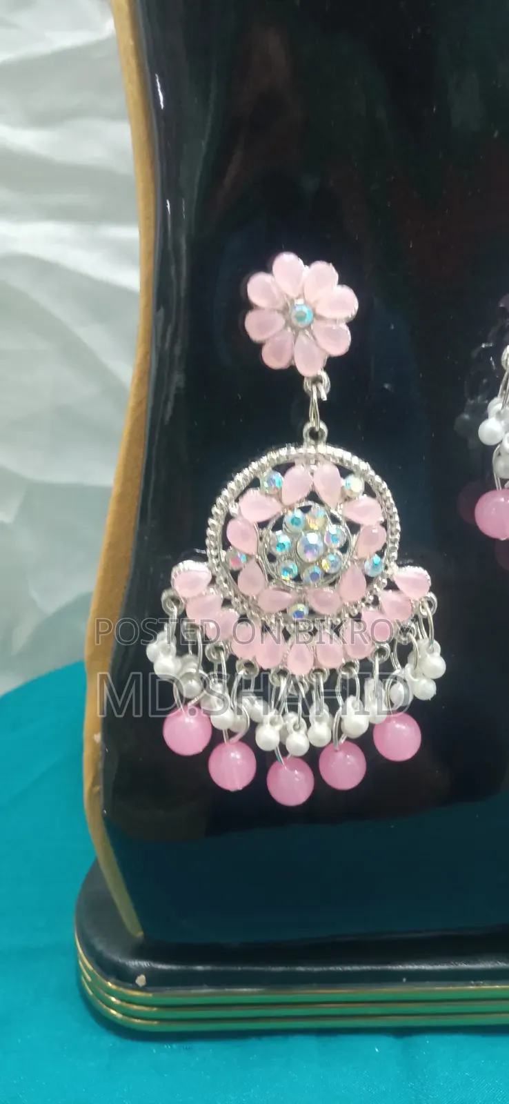 এলেগ্যান্ট পিংক এন্ড হোয়াইট পার্ল ব্রাইডাল জুয়েলারি সেট - ওয়েডিং এন্ড পার্টি
