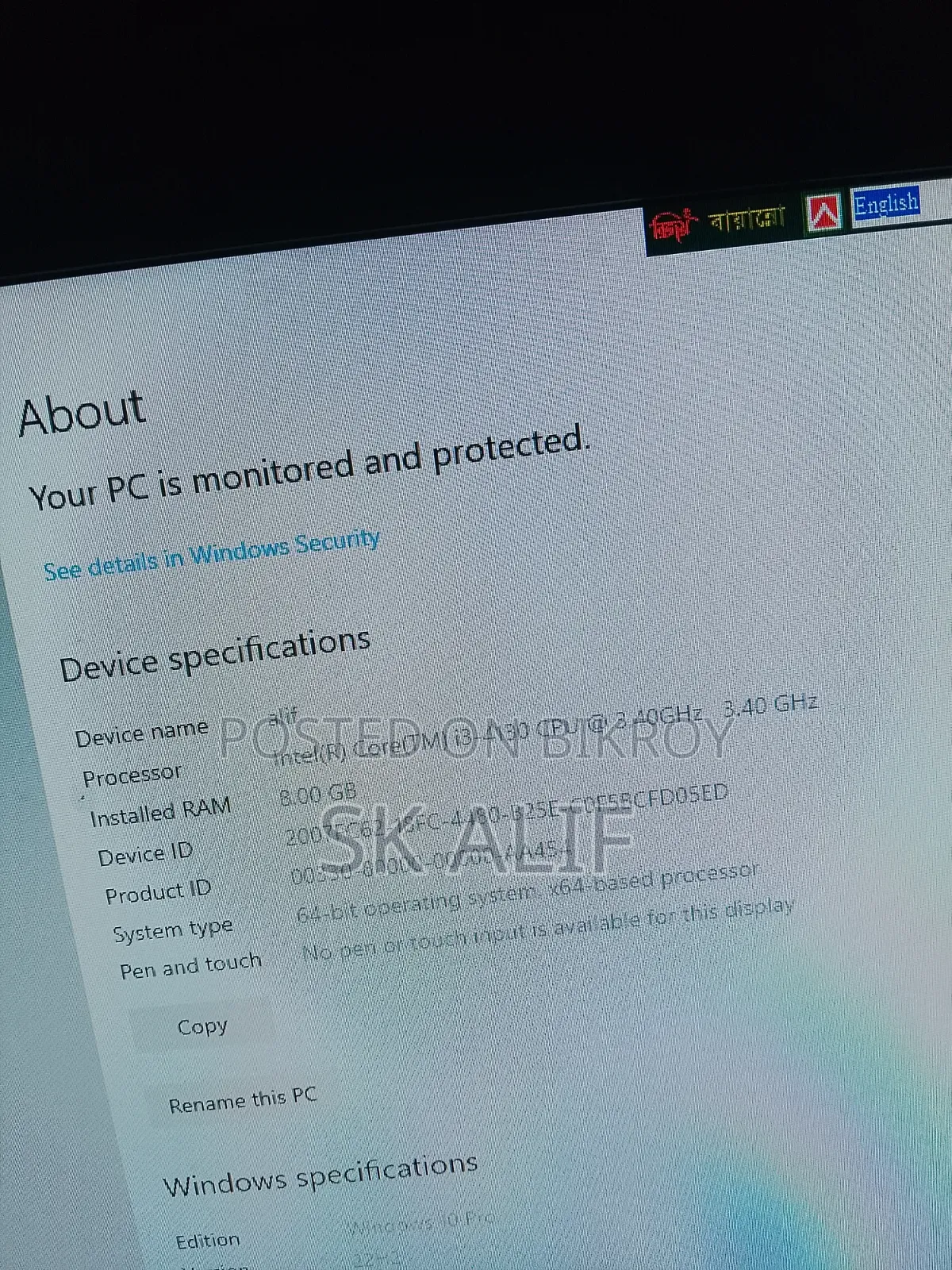Desktop Computer 8GB RAM Intel Core i3 HDD+SSD 500GB
