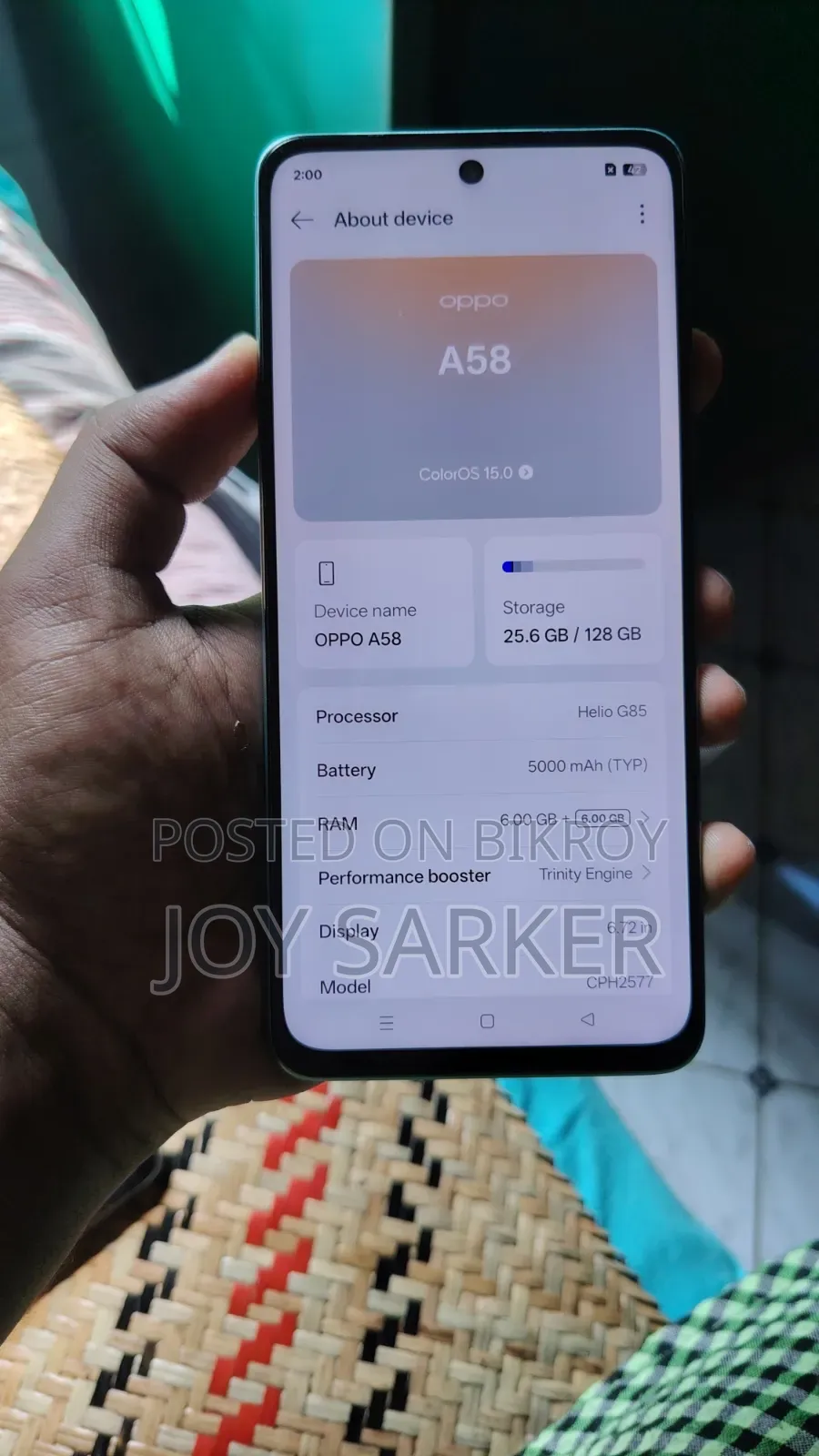 নতুন অপো এ৫৮ ১২৮ জিবি ব্লু