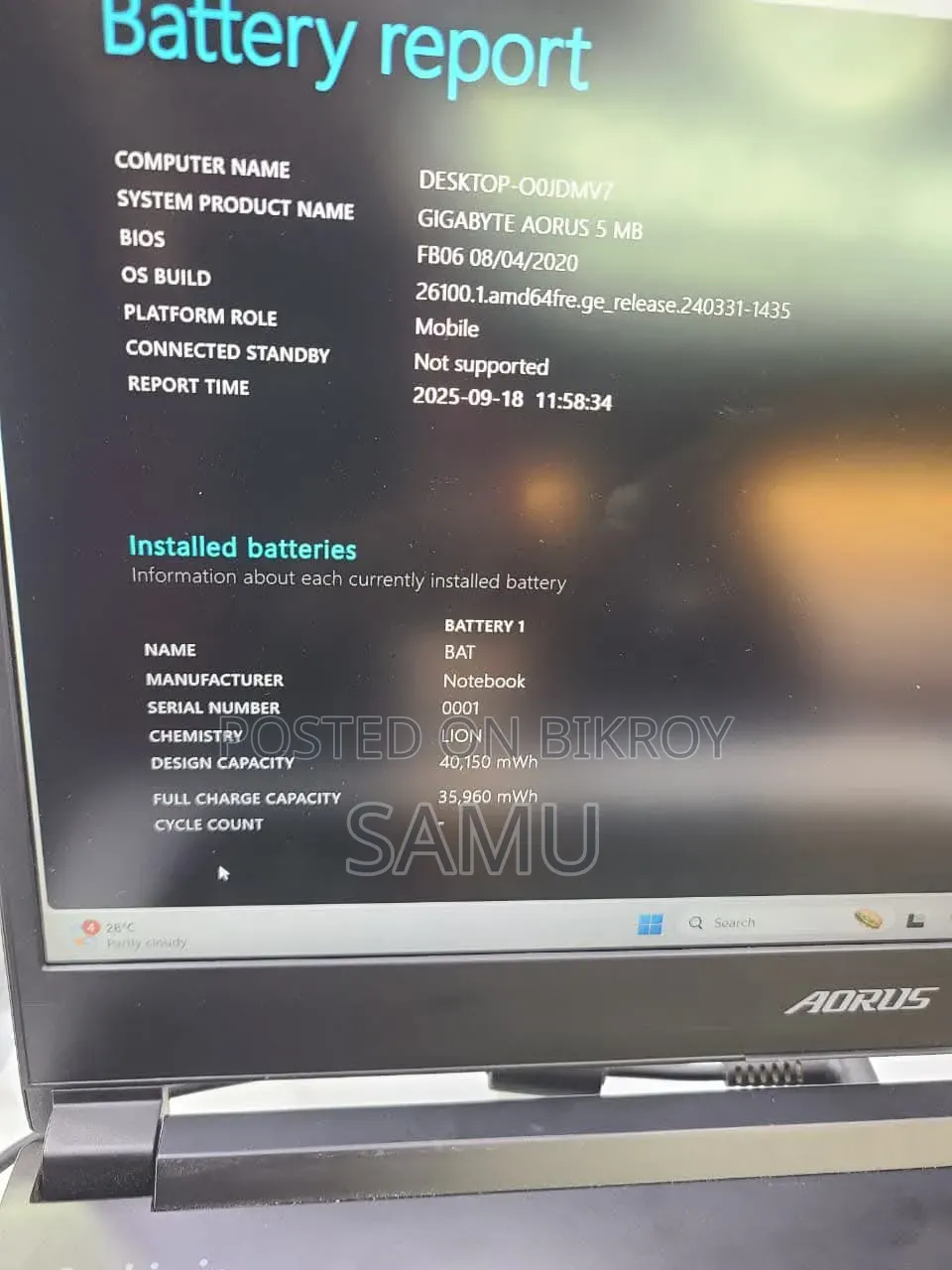 Laptop Gigabyte Aorus 16GB Intel Core i5 SSD 512GB